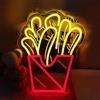 BedEuu Insegna luminosa al neon con patatine fritte - Perfetta for fast food, pizzerie e pollerie - 36×30,2 cm