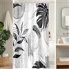 Uiiooazy Tenda Doccia Antimuffa, Tenda da Doccia 120x180cm Grigio Tropicale Foglie di Palma Giungla Tende da Bagno Tessuto Lavabile Impermeabile Poliestere Tende per Vasca da Bagno con 8 Anelli
