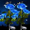 XRR Lampada Solare da Esterno,2 Pezzi luci solari del fiore della 6 rosa, Impermeabile Luci Esterno Energia Solare Fiori Artificiali Da Led illuminazione per esterni Giardino Cortile Natale(blu)