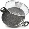 STONELINE Ceramic Tegame 28 cm Bordo Alto Padella Ceramica Induzione Antiaderente con Coperchio Dosaroma Rivestimento Ceramica con Vere Particelle di Pietra, Senza PFAS, Tutti i Piani Cottura e Forno