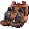 FLORICH Coprisedili in Pelle Anteriori e Posteriori per 5 Sedili - Set Completo Universale per Auto, Berline, SUV e Camion