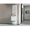 Dmora - Mobile da ingresso Vitale, Armadietto multifunzione con specchio, Scarpiera a 1 anta, 45x35h190 cm, Bianco