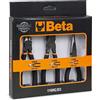 BETA - Set 3 Pinze Professionali con Manici Antiscivolo in PVC, Pinza Universale 180 mm, Pinza Becchi Mezzotondi Lunghi 160 mm e Tronchese 160 mm per Elettricisti, Assortimento Utensili, 1169G/D3