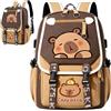 YskerrigToy Capybara Zaino per Bambini, Cartoni Animati Scuola Zainetto Casual Leggero Elementare Borsa Zainos, Cinghie Regolabili Grande Capacità Zaino per Laptop Regalo, Custodia per Libri -Cafè