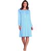 Leo Corsetteria Camicia da Notte Donna Manica Lunga Serafino Lungo Tinta Unita Fresca Viscosa Taglia 44 Colore 58 Azzurro