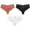 BKEPDY 3 Pezzi Slip Donna Tanga Donna Pizzo Bikini Perizoma Vita Alta Slip Sexy Brasiliana Mutandine Donne Biancheria Intima (L)