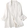 Generic Blazer da donna artistico retrò in cotone e lino casual a tre quarti giacca corta tinta unita piccolo vestito top lunghezza intera lavoro lavoro business giacche adatte ufficio, Giallo, M