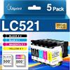 Uiprint LC521 LC521XL Cartucce d'inchiostro compatibili per Brother LC 521 con Brother DCP-J1260DW DCP-J1310DW DCP-J1313DW DCP-J1360DW DCP-J1460DW(5-Pack)
