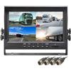 Fangxuee Monitor per Auto da 9 LCD, 4 Canali 4CH, Schermo Diviso Quadrato per Telecamera di Retromarcia per Auto e Camion