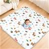 eSynic Tappetino da Gioco Pieghevole per Bambini 150x150cm, Antiscivolo a 4 Strati ed Educativo con Design Animali e Numeri, Tappeto Neonato per Gattonamento, Picnic e Recinti, Lavabile in Lavatrice