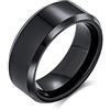 Bling Jewelry Semplice Semplice Bordo Smussato Nero Coppie Titanium Wedding Band Anello Per Gli Uomini Per Le Donne Comfort Fit 8Mm