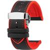 XNJIADVSY Cinturino in caucciù compatibile con IWC Pilot Mark 18 portoghese Tudor Breitling cinturino in nylon inferiore 20mm 21mm 22mm(A-Black Red -Silver,21mm)
