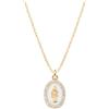 Amen Gioielli, Collana con Medaglia Miraocolosa Smaltata Bianco Perla, Collana Donna Argento 925 Dorata, Zirconi Bianchi, Regalo Donna