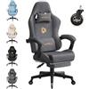WOLTU Sedia da gaming, Sedia Gaming Ergonomica con Ruote Silenziose, Altezza e Inclinazione Regolabile, con Braccioli Sincronizzati e Poggiapiedi, in Tessuto Scamosciato, Grigio