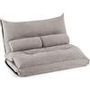RELAX4LIFE Divano da Terra con 2 Posti, Divano Letto con Schienale Regolabile, 2 Cuscini Comodi, Risparmio di Spazio per Soggiorno, Camera da Letto e Balcone (1, Grigio)