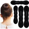 KIRZAX Kit 4 Ciambelle Chignon, Fantastico Strumento per la Creazione Rapida,Strumento per Gioielli per Capelli a Ciambella,per Bambine e Donne, 2 Piccole e 2 Grandi, Colore Nero