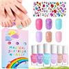 MEITREND Smalto per unghie per bambini, non tossico, set di 6 colori, per ragazze, esfoliante, per bambini, a base d'acqua, set per unghie ad asciugatura rapida, regalo di compleanno per ragazze