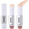 Domality 2PCS Stick Correttore Fondotinta, Fondotinta a Doppia Punta con Copertura Totale con Pennello a Setole Ultra-Fini, Base Trucco Coreana Crema con Finitura Luminosa (Natural)
