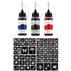 QEEROYO Kit Tatuaggi Temporanei 3 Bottiglie Colore Temporaneo DIY Tatuaggio Inchiostro, Kit Tatuaggio Finto Temporaneo, 40 Pz Stencils Kit per Body Paint Tatuaggi Falsi per Bambini & Donne