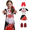 Joyincoser Costume Vestito Cheerleader Bambina Halloween Con Pompon E Fiocco Rosso Horror Grusel Sanguinoso Travestimento Regalo Per Halloween Party Carnevale Horror Cosplay