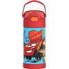 THERMOS FUNTAINER 12 Ounce Stainless Steel Vacuum Insulated Kids Straw Bottle, Cars