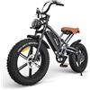 JANSNO Bicicletta Elettrica 20 x 4.0 Fat Tire, 7 Velocità Bici Elettrica, Freni a Disco Meccanici Anteriori e Posteriori, E-Bike per Adulti, Batteria Rimovibile 48V 17Ah