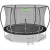 EXIT Toys Black Edition Trampolino rotondo - Ø 305 cm - Sistema di protezione piedi - con scala trampolino - Rete di sicurezza con cerniera - Design moderno - Antiruggine - Resistente alle intemperie