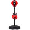 RELAX4LIFE Punching Ball con Guantini per Adulti e Bambini, Sacco da Boxe con Altezza Regolabile 81-123 cm, Palla di Pugilato da Terra con Base Stabile, Rosso e Nero (Piccolo)