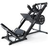 Atletica Leg-Press-Hack, Pressa per gambe & Stazione Hackenschmidt, 8 posizioni, cambio rapido, ingombro ridotto, Nero, Acciaio