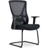 Waytex Sedia visitatore ufficio ergonomica nera - schienale a rete con supporto lombare, seduta in tessuto schiuma Comfort, struttura in metallo robusta, braccioli fissi