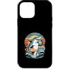 Retro Sunset Surfing Ocean Custodia per iPhone 12 mini Cool Surf Shark con occhiali da sole Retro Sunset Wave