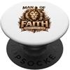 Man Of Faith Cool Lion Father's Day Sapp Man Of Faith, eroe protettore per marito, leone, festa del papà PopSockets PopGrip Adesivo