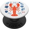 Negozio di fiocchi di aragosta e conchig Fiocco in civetta con conchiglia di aragosta PopSockets PopGrip Adesivo