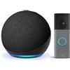 Amazon Echo Dot (Ultimo modello), Antracite + Ring Videocitofono a batteria (Battery Video Doorbell) (ultimo modello), Grigio screziato