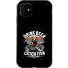 Bear Fishing Beer Lover Lake Custodia per iPhone 11 Bere Birra Cattura Pesce Evitare Persone Pesca