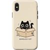 Homeless Cat Custodia per iPhone X/XS Homeless Cat Box Gatto Divertente Gattino Carino Gatto Nero