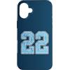 Number 22 Jersey Player Uniform #22 Gift Custodia per iPhone 16 Plus Divisa da giocatore numero 22 blu e bianco #22