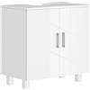Mobile Sotto Lavabo Bagno A 2 Ante Con Ripiano Centrale, In Mdf, 60x35x60 Cm, Bianco