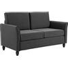 Divano A 2 Posti A Seduta Ampia Con Cuscini Rimovibili Da Salotto In Tessuto Effetto Lino E Gommapiuma, 141x70x78 Cm, Grigio Scuro E Nero