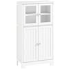 Mobiletto Bagno Con Due Armadietti, Ante In Vetro E Ripiano Regolabile, 60x30x108.5 Cm, Bianco
