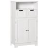 Mobile Bagno Multiuso Salvaspazio, Armadietto Da Bagno Con Armadietto 2 Ante, Mensola E 2 Cassetti Regolabili, 60x30x108.8cm, Bianco