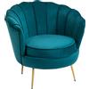 Poltrona Di Design Stile Vintage Imbottita In Velluto, 79x77x77cm, Verde Petrolio
