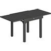 Tavolo Allungabile A Doghe Da Giardino Per 4-6 Persone, In Alluminio E Acciaio, 80/160x80 Cm, Nero