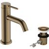 hansgrohe Tecturis S - Rubinetto per lavabo con scarico a tirante, risparmio energetico (CoolStart), Miscelatore lavabo risparmio idrico (EcoSmart) con altezza bocca 80 mm, bronzo spazzolato, 73302140