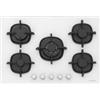 Silverline CS5405W01 Piano Cottura da Incasso 5 Fuochi Gas 75 cm Griglie in ghisa vetro bianco