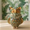 Ceramiche Sofia Stand Gufo in Ceramica di Caltagirone h 20 cm — Verde e Arancio - 20 cm / Linea Verde e Arancio