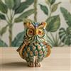 Ceramiche Sofia Stand Gufo in Ceramica di Caltagirone h 15 cm — Verde e Arancio - 15 cm / Linea Verde e Arancio