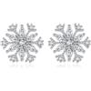 Reffeer Orecchini a perno in argento Sterling 925 a forma di fiocco di neve, da donna, a forma di fiocco di neve, 0.47 inch, Argento sterling, Zirconia cubica