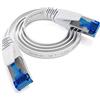 KabelDirekt - 0,25 m - Cavo Ethernet piatto e cavo LAN e cavo di rete (Cat7, 10 Gbit/s, spina RJ45, particolarmente flessibile, adatto alla posa, per collegamenti con fibra ultra veloce, bianco)