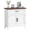 HOMCOM Credenza Cucina, Mobile Cucina con 2 Ante, Ripiano Regolabile e Cassetto, Piano Effetto Legno, Stile Rustico, Credenza Buffet per Soggiorno, Salotto, Sala da Pranzo, 76x35x80 cm, Bianco